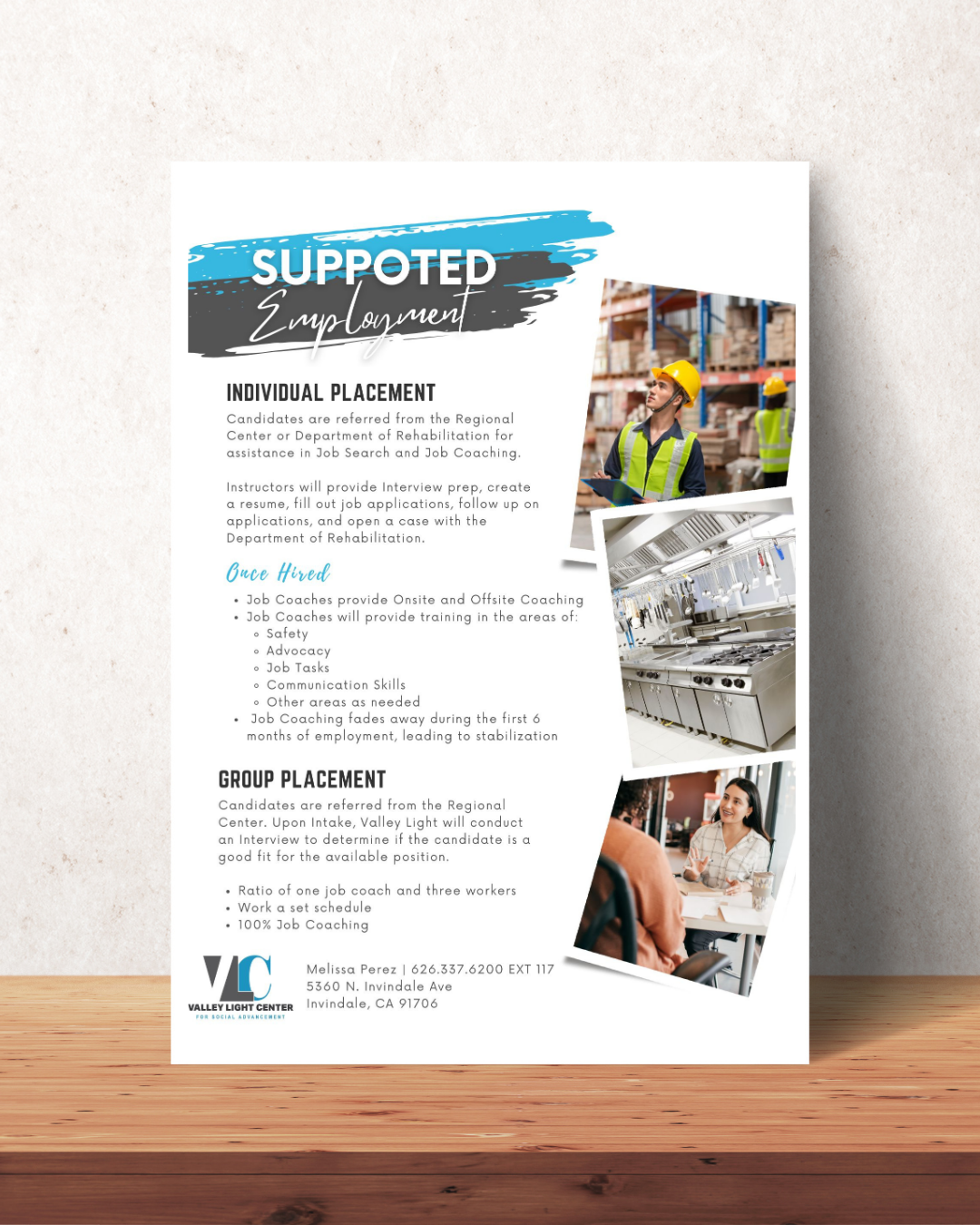 Flyer design for Valley Light Center a disability advocacy center