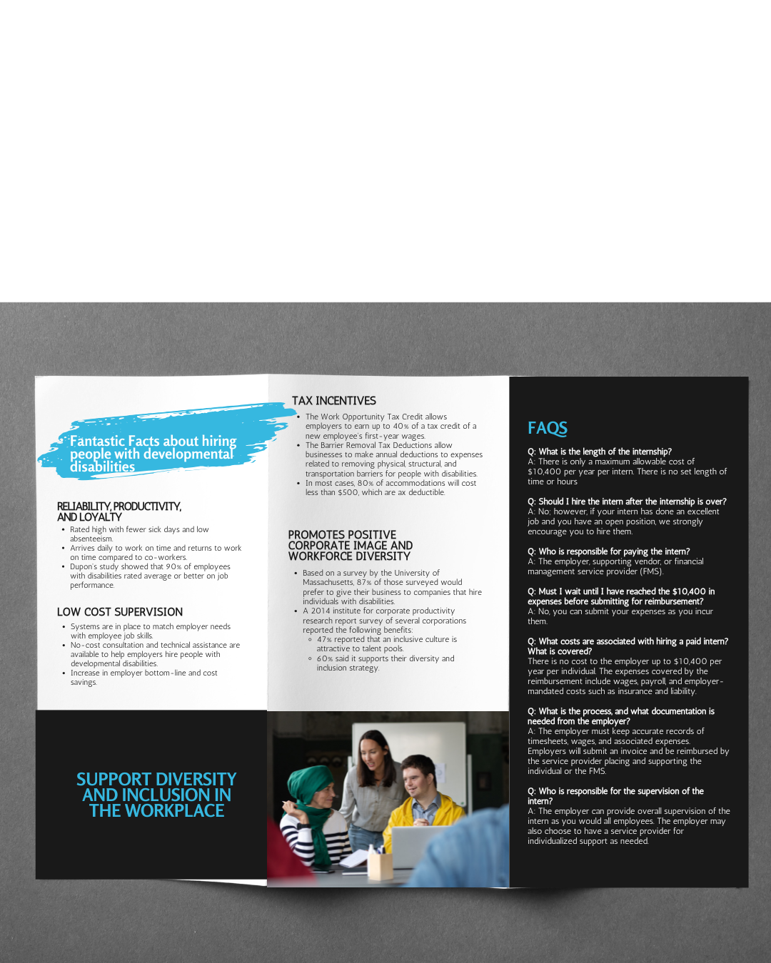 Brochure design for Valley Light Center a disability advocacy center